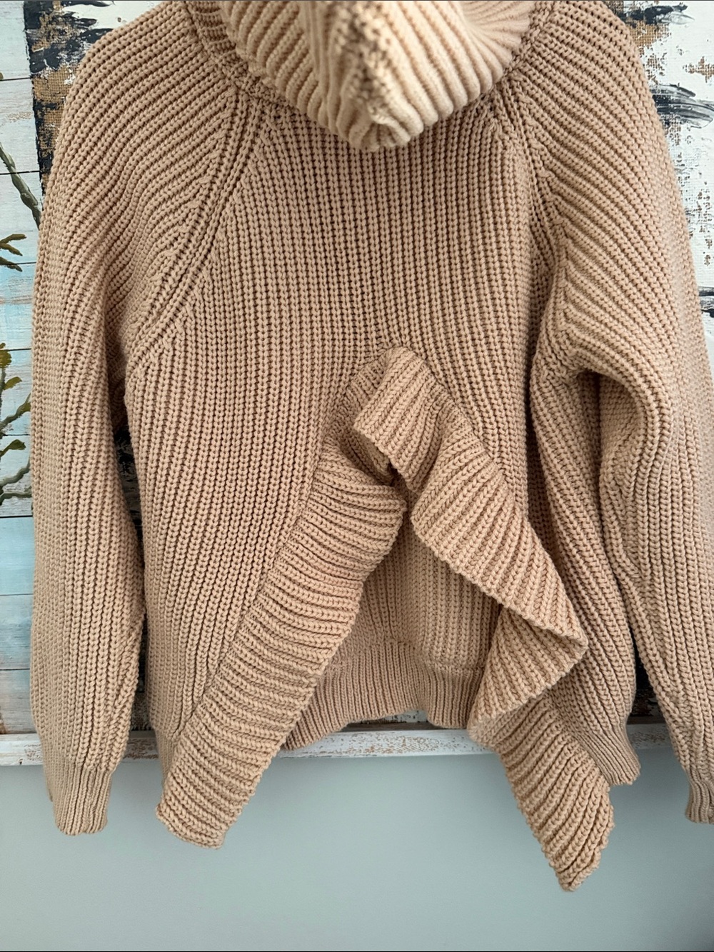 POL Beige Knit Hoodie Sweater with Cream Floral Appliqués - Picture 2 of 7